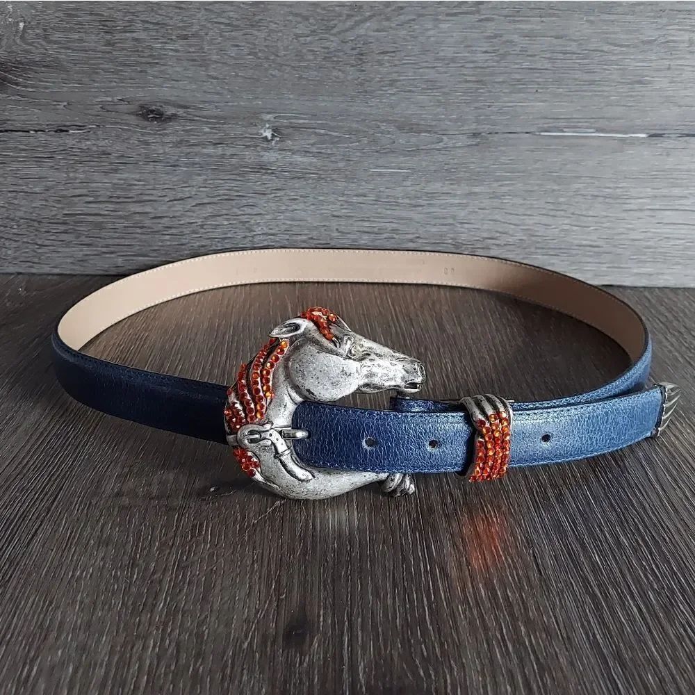 Vintage Leatherock Horse Buckle Leather Belt 38